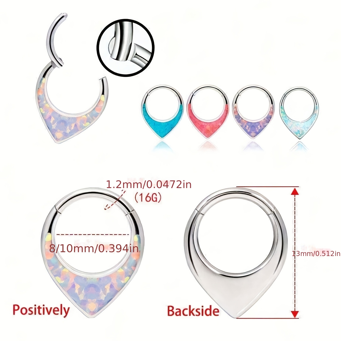 Tear-Shaped 316L Stainless Steel Nose Ring